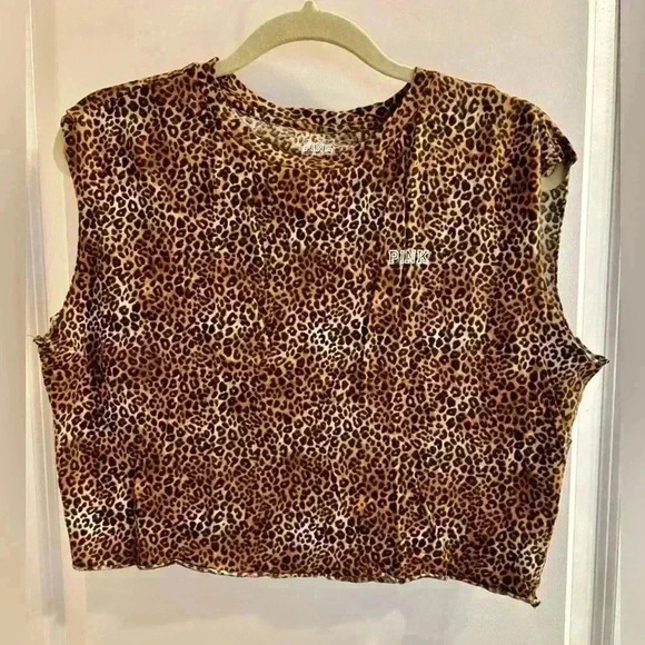 Victoria’s Secret PINK Leopard Print Sleeveless Crop Top Women’s Size XS - Picture 1 of 6